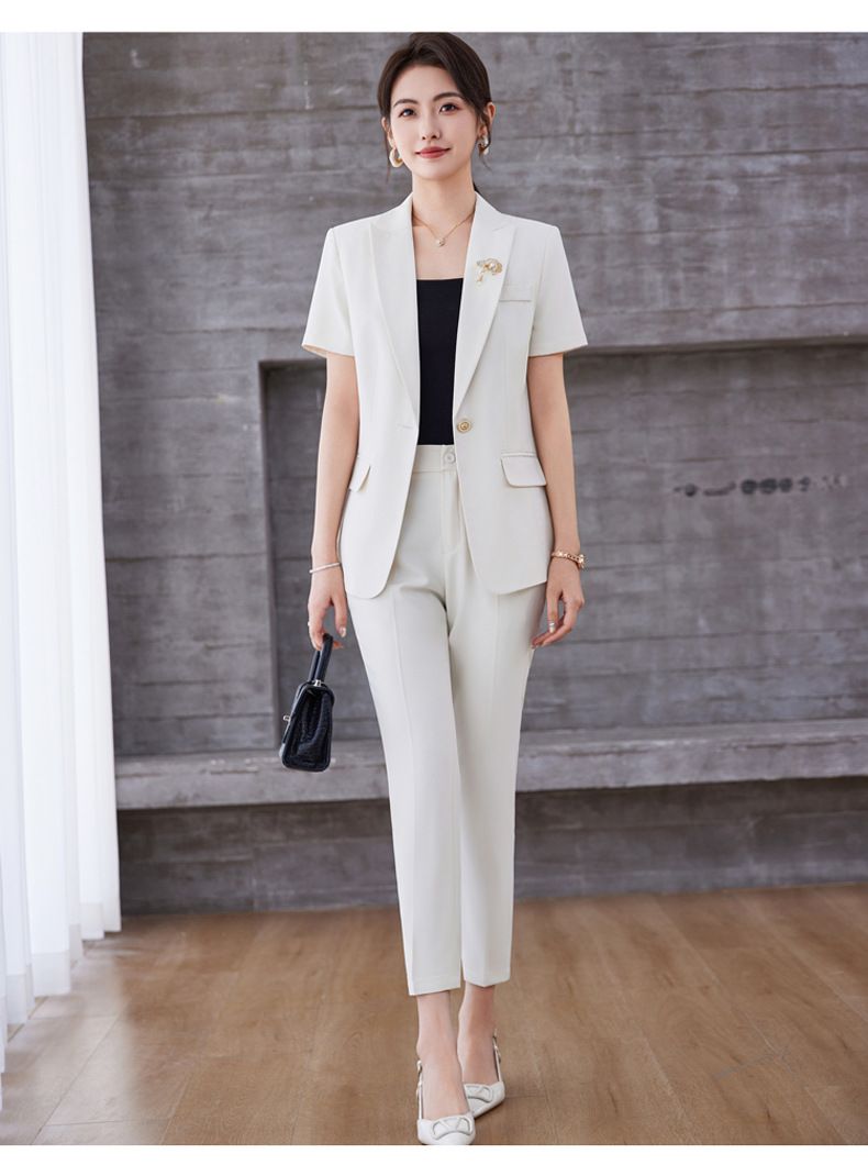 Schwarz Kurzarm Professionelle Anzug frauen 2025 Sommer Neue Slim Fit Temperament Hotel Rezeption Rezeption_voghion.com