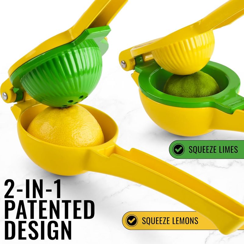 【Commercial-Grade】2-in-1 Manual Citrus Juicer | Aluminum Alloy + Food-Safe Coating | Seed Filter & Pulp Strainer | Dishwasher Safe_voghion.com