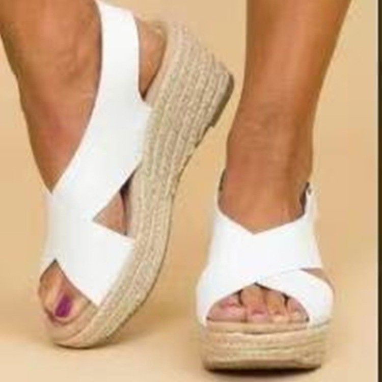 Zapatos rectos 2023 Sandalias de mujer con cuerda cruzada y tacón inclinado Grande 43_voghion.com