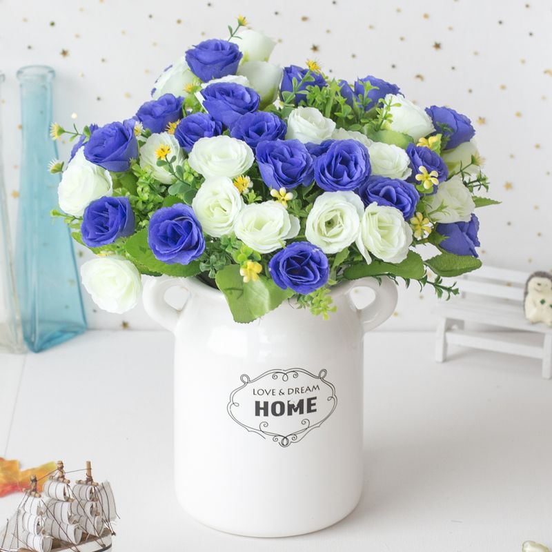 Fabbrica all'ingrosso 10 teste di rose classiche Piccoli mazzi di fiori artificiali all'ingrosso Decorazione per la casa fiori di seta rosa_voghion.com
