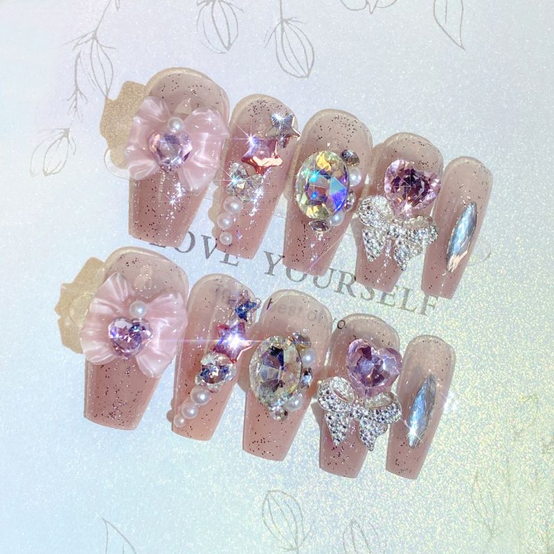Wearing Finished Sheet Box False Shining Bride Nail Patch U32_voghion.com