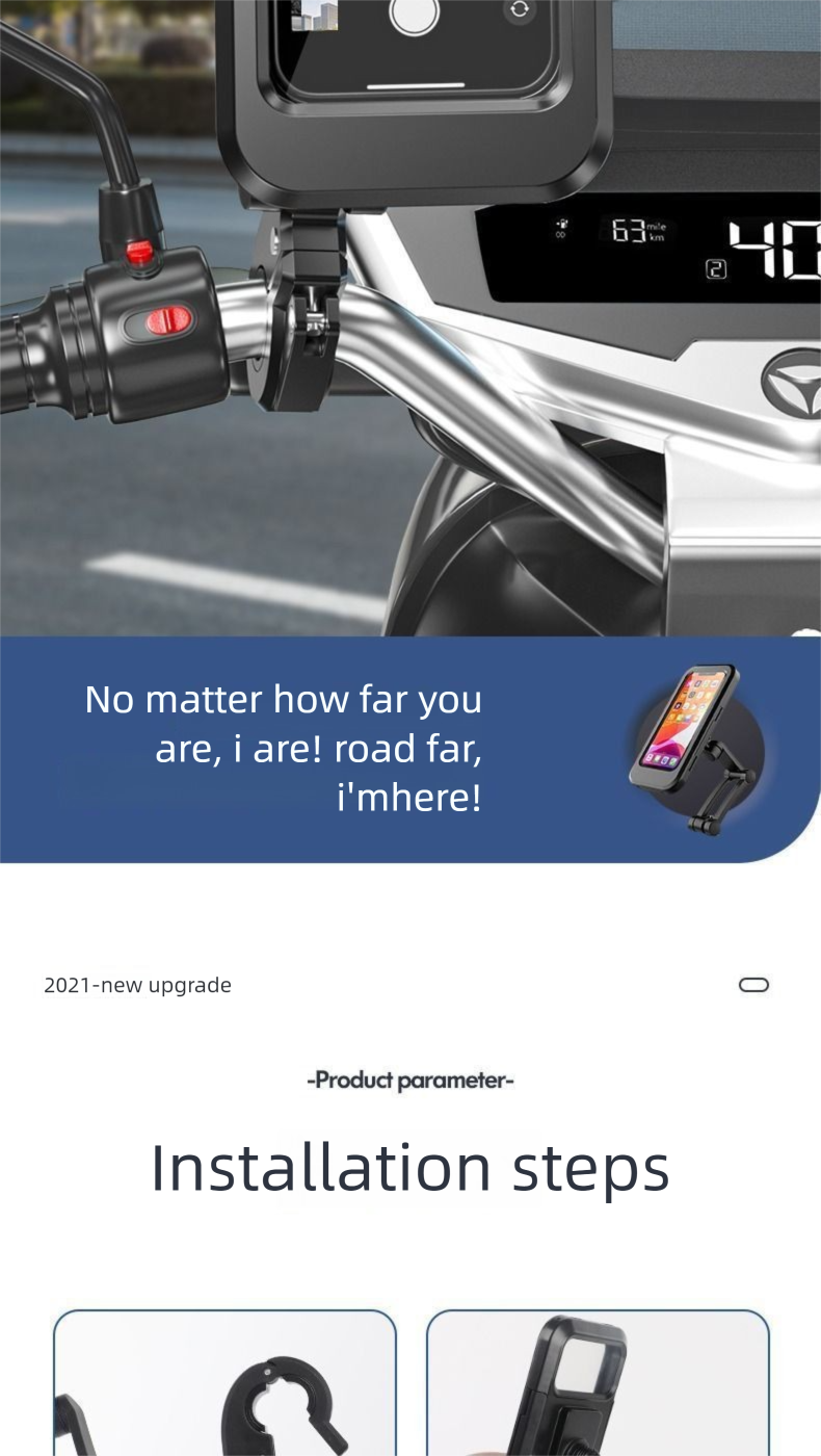Drehbare Fahrradbatterie-Navigationstelefonhalterung Elektrisches Fahrrad Wasserdichte Motorradhalterung Reiter Regenfest_voghion.com