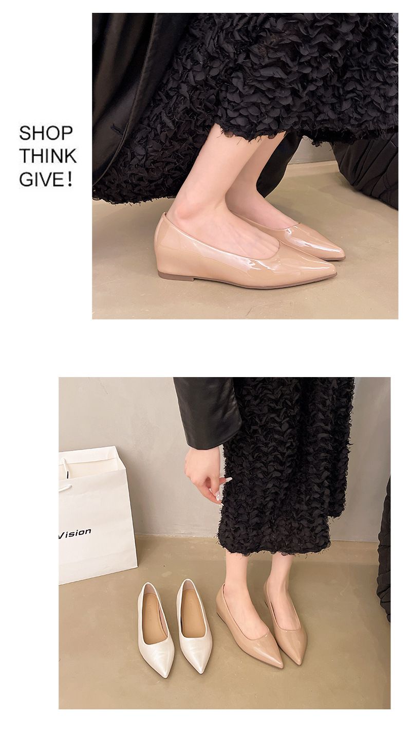 Scarpe basse a punta con aumento dell'altezza interna, scarpe da donna leggere, scarpe versatili da pendolare, primavera e autunno francesi_voghion.com