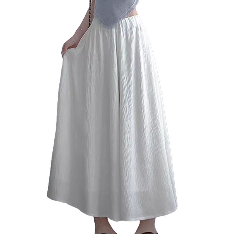 hot selling New 2024 Summer Pants Skirts Women's Wide Leg Pant Breathable Loose Trousers Ladies Elastic High Waist Streetwear_voghion.com