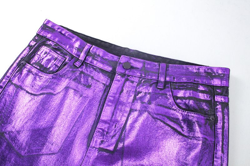Pantalon long décontracté légèrement extensible, style laser violet foncé, unisexe, nouvelle collection été 2024_voghion.com