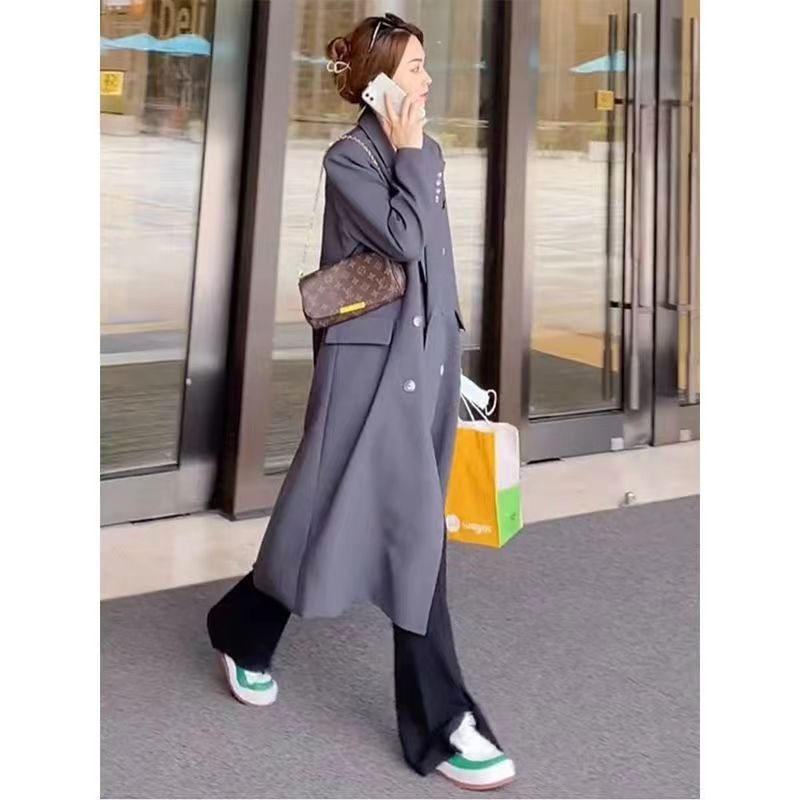 Trench di alta qualità per donna, lunghezza media, nuovo stile primavera e autunno 2025, cappotto lungo con colletto doppiopetto_voghion.com