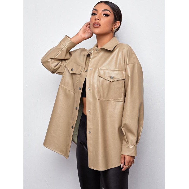 Winter Black Leather Jacket Women Winter Long Women's Moto Biker Zipper Jacket Streetwear Haruku Y2K Loose Women's Coat_voghion.com