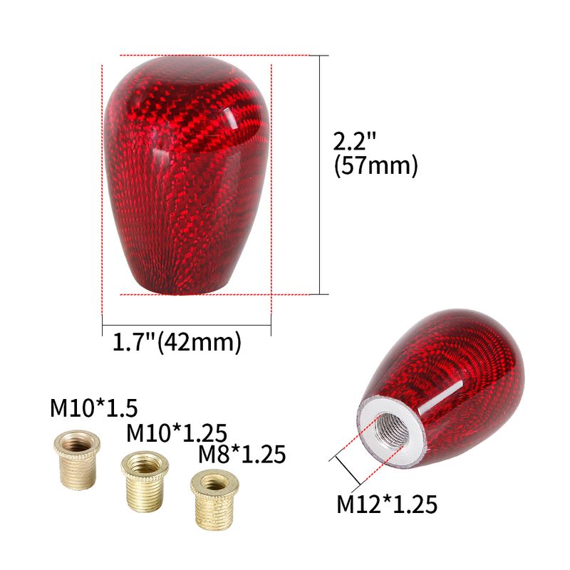 Universele ovale auto handmatige koolstofvezel versnellingspook met adapter versnellingspookkop versnellingspookknop JDM-stijl SFN105_voghion.com