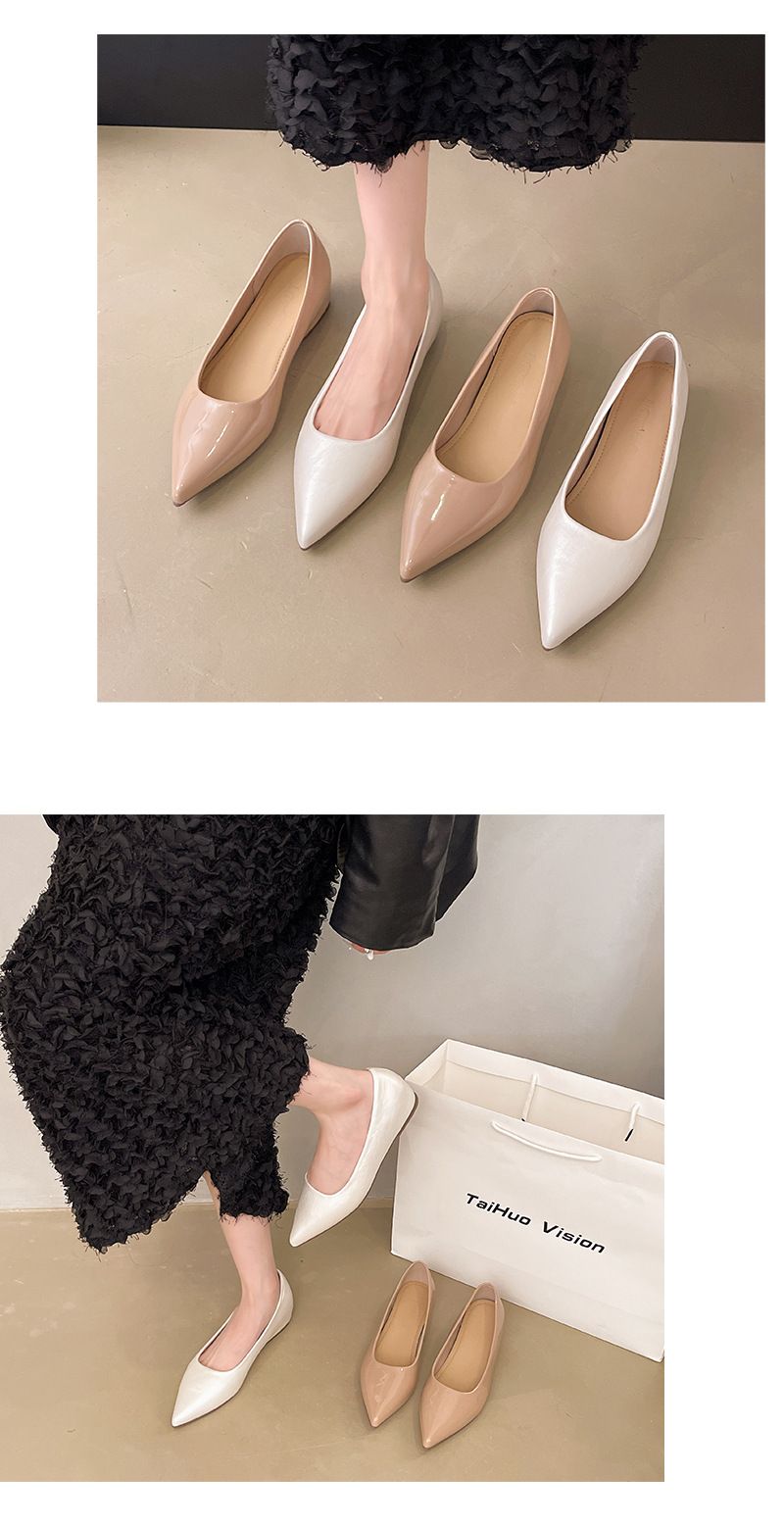 Scarpe basse a punta con aumento dell'altezza interna, scarpe da donna leggere, scarpe versatili da pendolare, primavera e autunno francesi_voghion.com