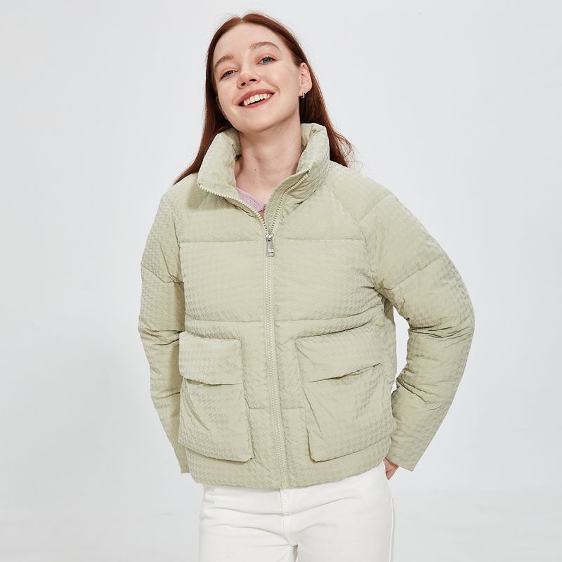 Ozon Wild Strawberry Winter Coat Stand Collar Dragkedja Dam Kort Bomullsjacka_voghion.com