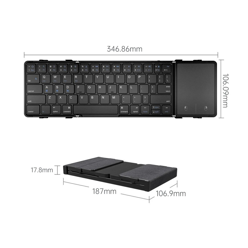 AVATTO prenosna mini zložljiva brezžična Bluetooth 5.1 tipkovnica s 3-kanalno povezavo za Windows, Android, IOS, tablico, iPad, telefon_voghion.com