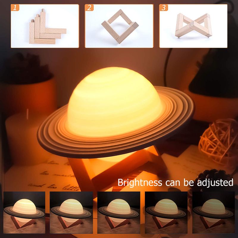 Kuuvalgusti 3D öövalgus, ruumi sisekujundus Kuuvalgusega laualamp jõulukink 16 värviga laste voodi Saturni lamp_voghion.com