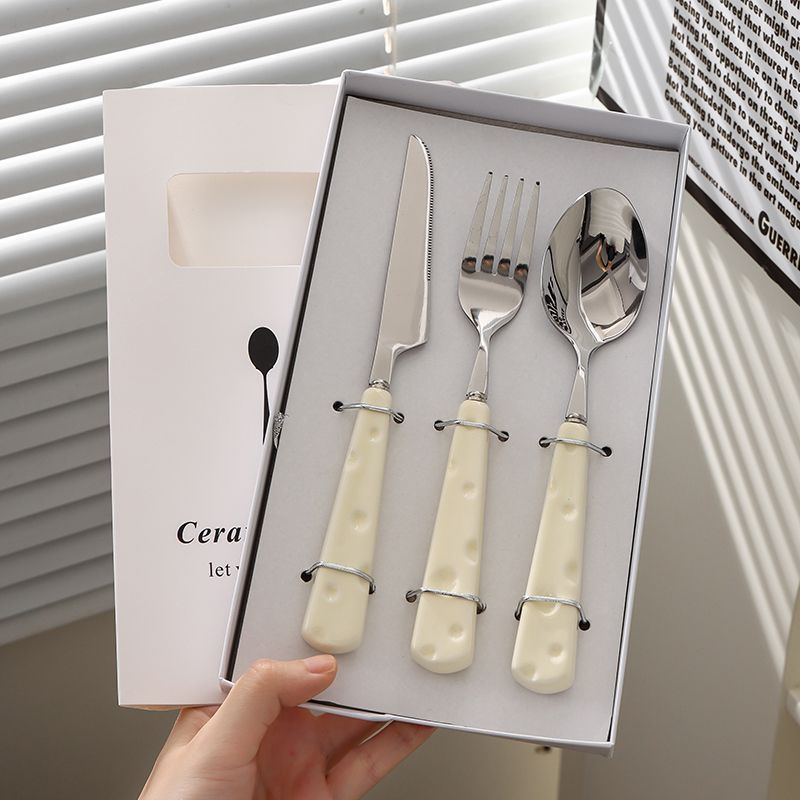 Luxury High-End Stainless Steel Steak Dinner High-Value Knife Fork Spoon Western Tableware Full Cheese Three-Piece Set_voghion.com