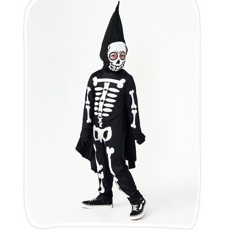 Halloween for children's performance Skull cosplay costume Bone Ghost party outfit_voghion.com