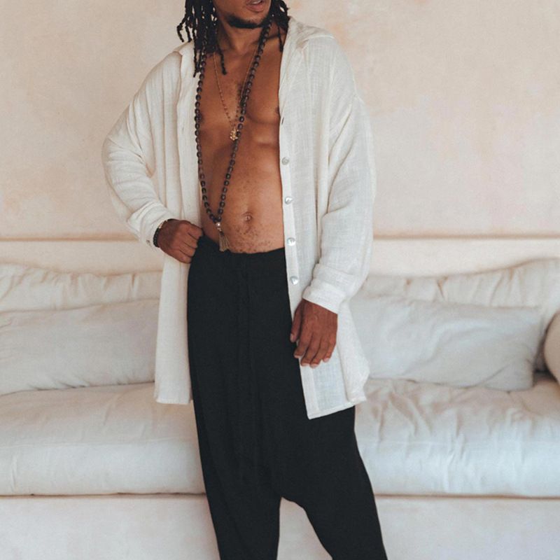 Men's Clothing Men's New Long Sleeved Button Down Mid Length Shirts Casual Vacation Style Tops For Men_voghion.com