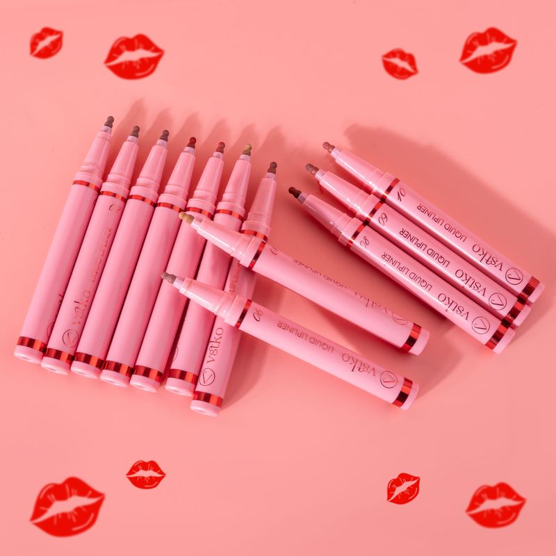 VSTKO Gourd-Tip Liquid Lip Liner Set – Matte, leicht aufzutragende, wasserfeste, lang anhaltende Lippenstiftstifte in Nude-Tönen_voghion.com