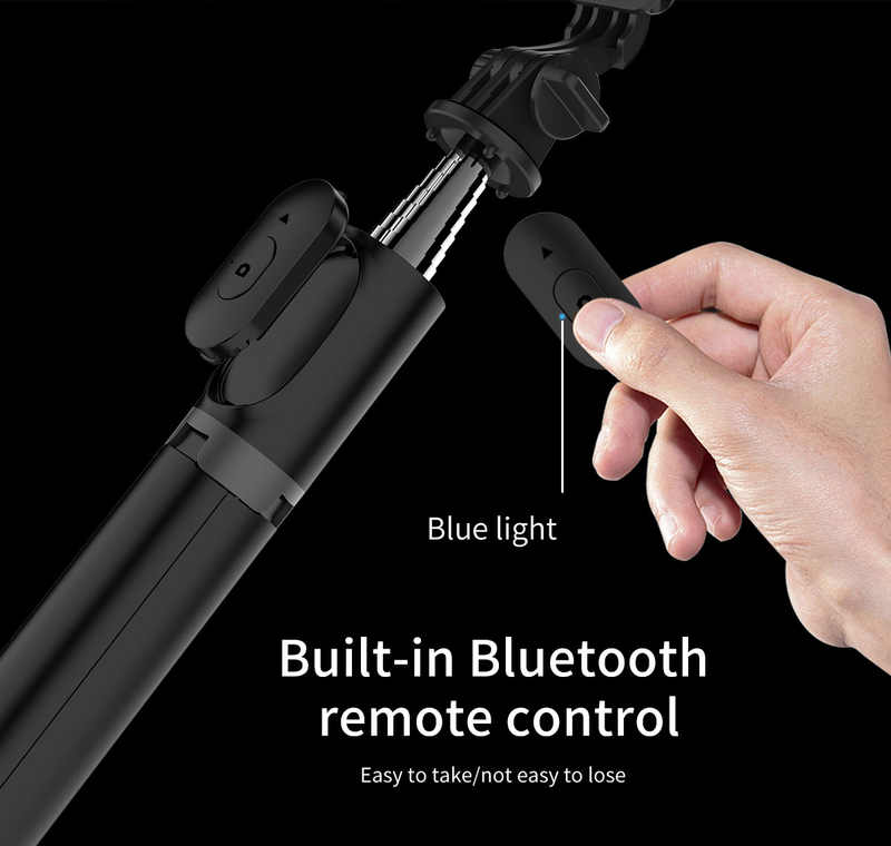 Trépied avec télécommande sans fil amovible, perche à selfie portable extensible 4 en 1 et voyage sur téléphone portable_voghion.com