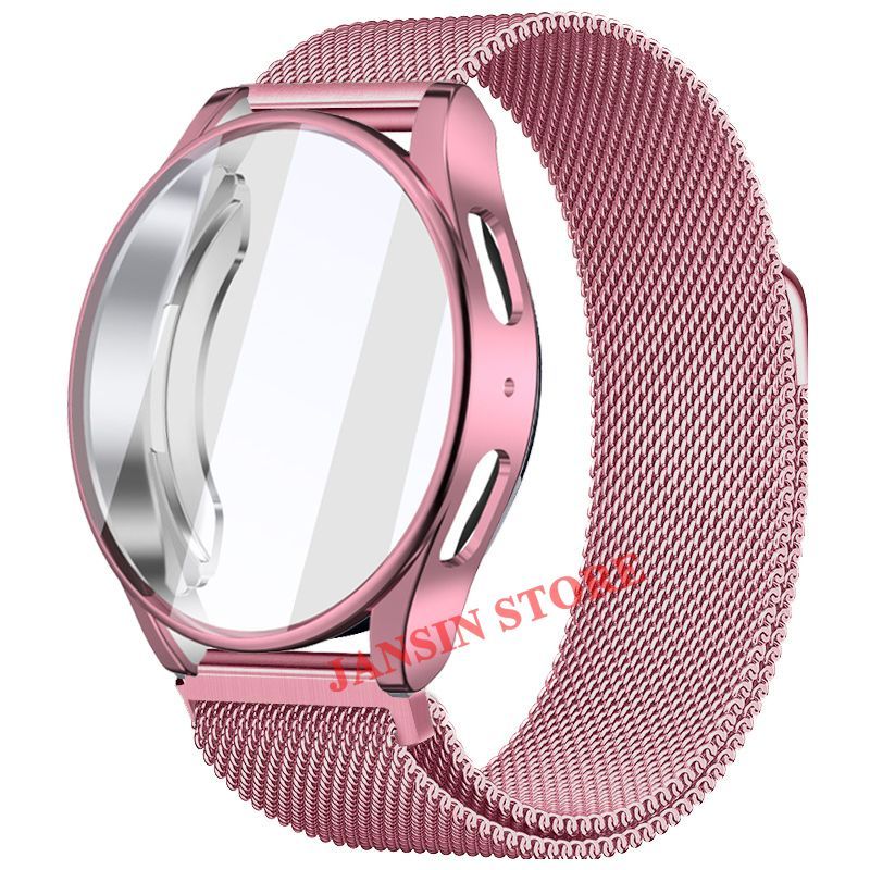 PC Glazen Behuizing + Milanese Loop Band Voor Samsung Galaxy Watch 7 6 5 4 40MM 44MM Metalen Magnetische Band Armband Voor Samsung Galaxy 7 6_voghion.com
