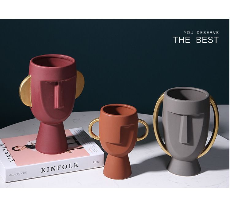 Vase en céramique de style nordique, créatif, simple, moderne, décoration d'intérieur, artisanat, doux, ornement_voghion.com