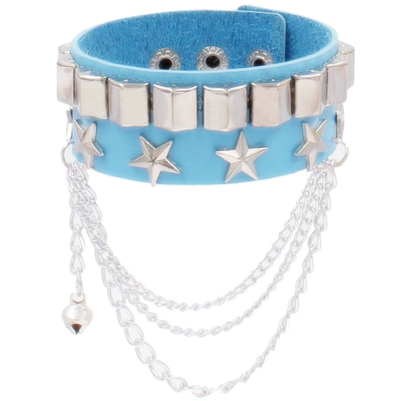 Fashionable Multi-layer Leather Wide Bracelet Personalized And Domineering Skeleton Rivet Punk Street Dance Bracelet Accessory_voghion.com