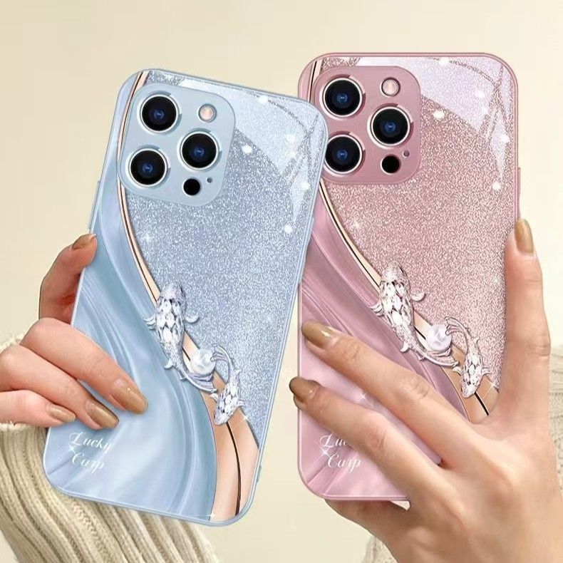 Powodzenia Koi, etui na iPhone'a 15, wysokiej jakości, miękkie, ochronne etui ze szkła na iPhone'a 14 Pro_voghion.com