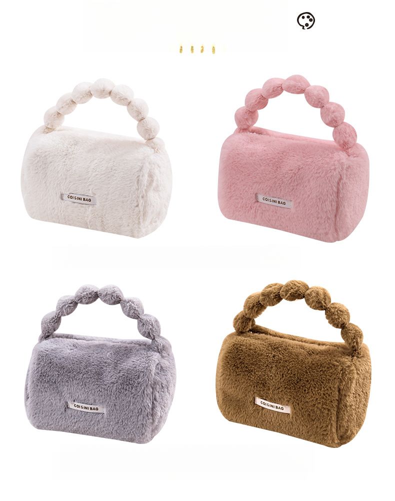 Borsa da viaggio in peluche per cosmetici da donna, custodia portatile, autunno/inverno 2025_voghion.com