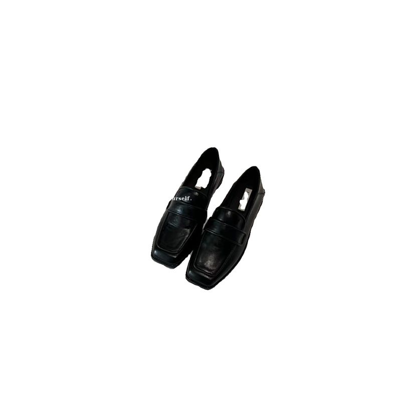 LUDAKE Deer Big Can Britischer Stil Square Toe Deep Mouth Loafers Koreanische Version Vielseitiger Chunky Heel Slip-On Small_voghion.com