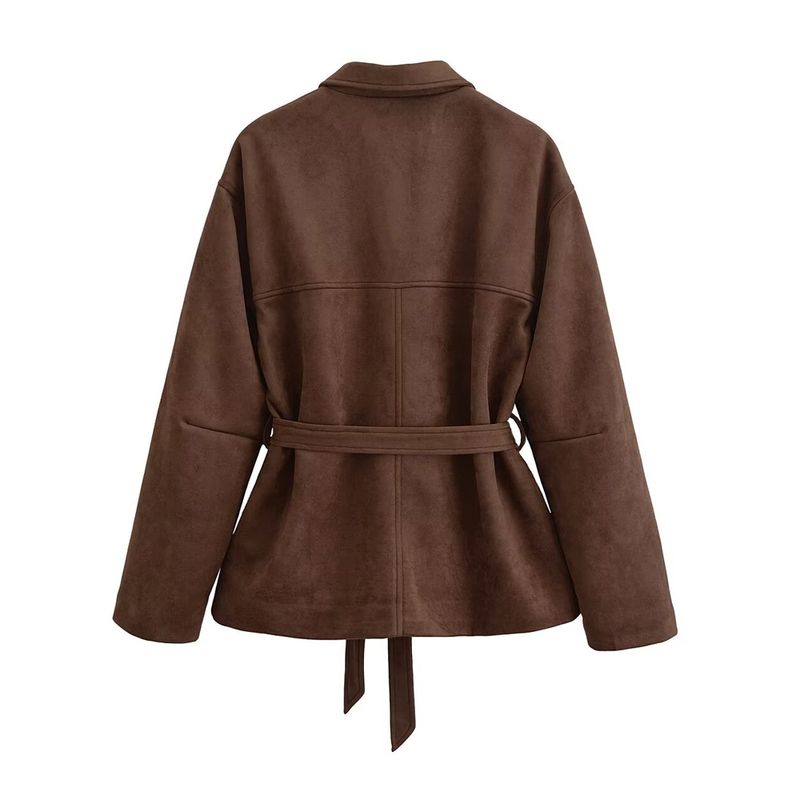 TRZA-Damen-Wildlederimitat-Lockere Jacke, Langarmmantel, Knopfleiste vorne, Damenoberbekleidung, schicke Oberteile, Mode_voghion.com