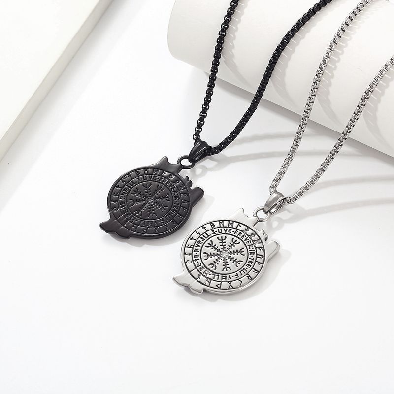 Collana in acciaio al titanio con lupo vichingo in stile nordico retrò, ciondolo con testo vichingo da uomo, accessori personalizzati_voghion.com