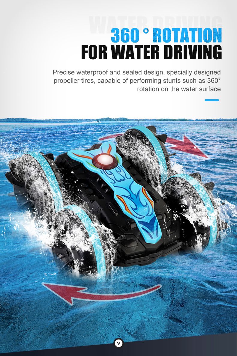 New double-sided rolling and rotating remote-controlled stunt amphibious beach toy_voghion.com