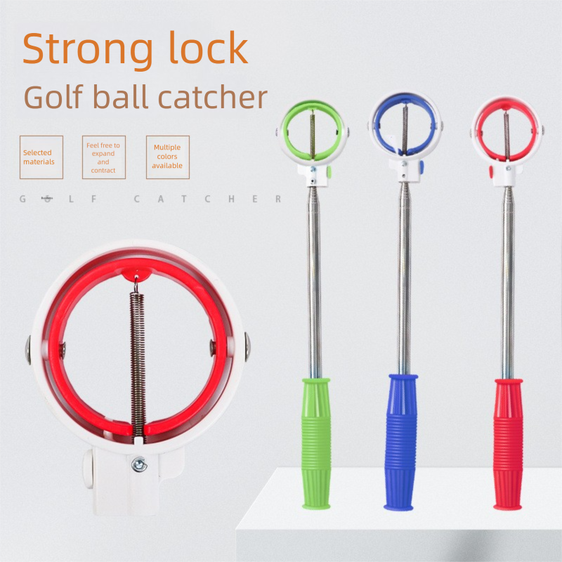 Golf Retriever Teleskopowy zbierak piłek ze stali nierdzewnej z podwójnym pierścieniem i chowaną głowicą_voghion.com