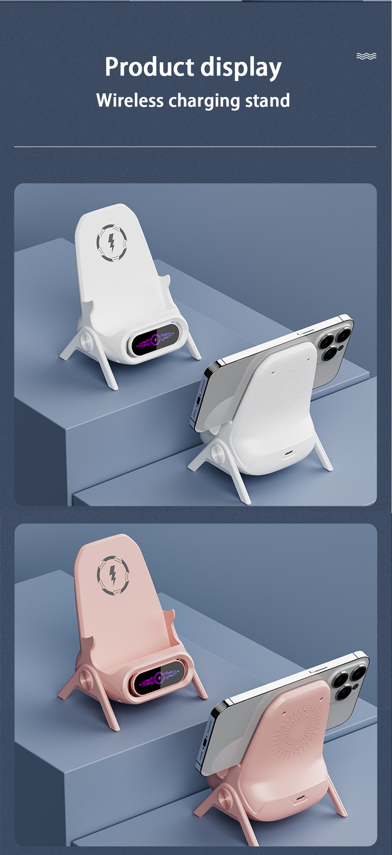 Mini Chair Cordless Stable Support Desktop Phone Stand Tabletop Ornament High Performance Portable 3 In 1 Fast Charger_voghion.com