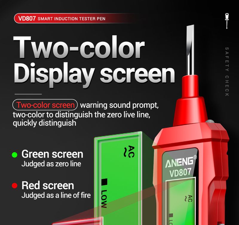 ANENG VD807 Smart Induction Tester Pen AC 12-300V Voltage Tester NCV Sensor Wire Detector 50/60Hz Professional Electrician Tool_voghion.com