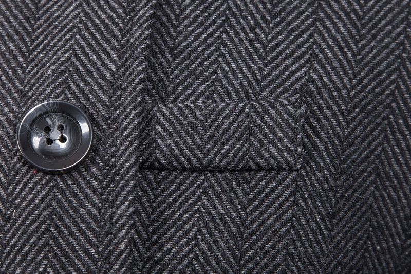 Herrenbekleidung Mantel langer Stil Männer gefälschte zwei Fischgräten-Tweed-Mantel-Trenchcoat_voghion.com
