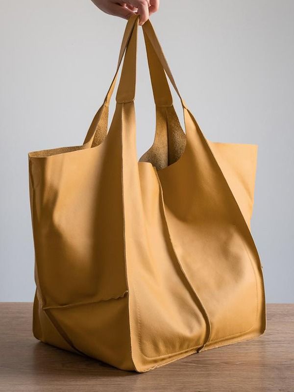 Damentaschen einfache große Tasche weiches Leder große Kapazität eine Schulter Handtasche Einkaufstasche handgemachte pflanzlich gegerbte Damentasche PG21_voghion.com
