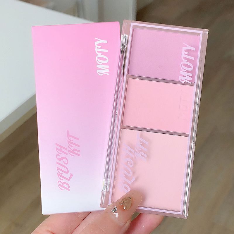 MOTY dreifarbiges Rouge-Püree-Rouge-Puder ist zart und einfach zu handhaben, um die Farbe und Vitalität des Mädchens zu zeigen, tragbar und günstig_voghion.com