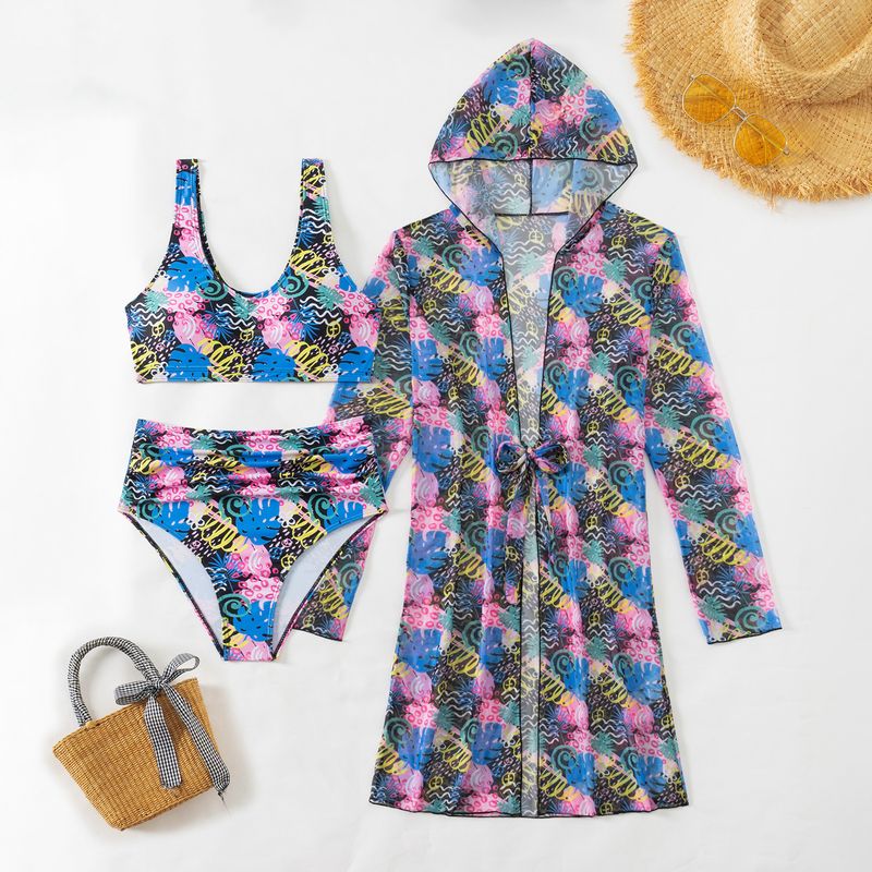Dameskleding Multi Color Printing Sexy High End Badpak Bikini Driedelig Dames Badpak_voghion.com