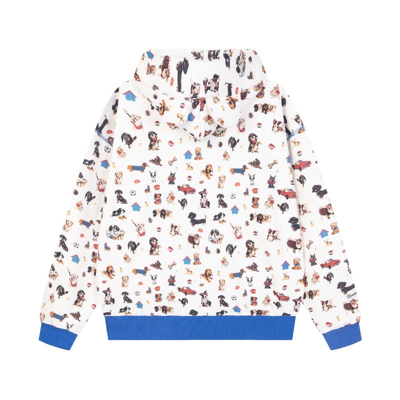 Felpa con cappuccio stile americano vintage con stampa completa retrò da uomo con stampa di cani giocosi - Pullover casual unisex per uomo e donna_voghion.com