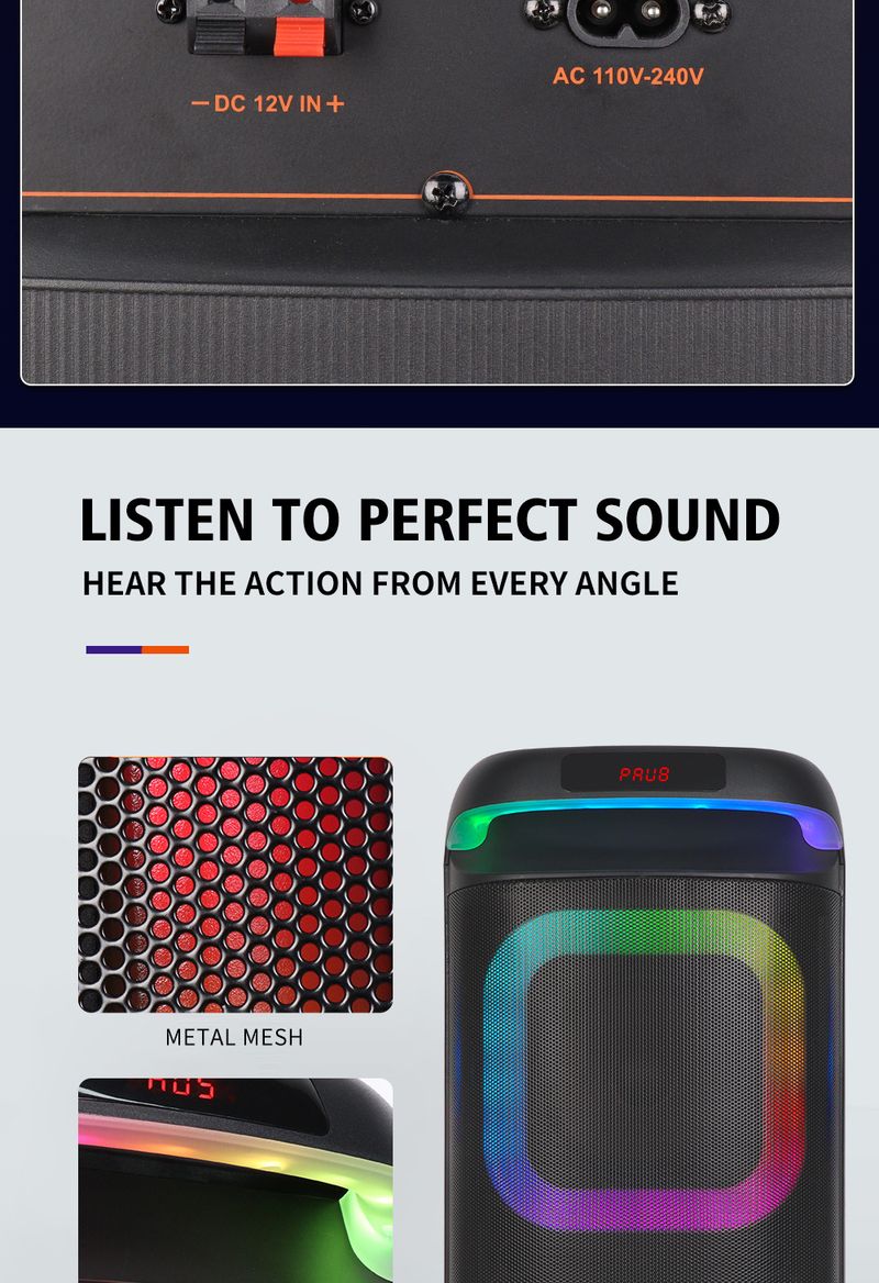ZQS8257 Multifunctional Dual 8-inch Multifunctional Audio Home Outdoor Karaoke Wireless Bluetooth Speaker_voghion.com