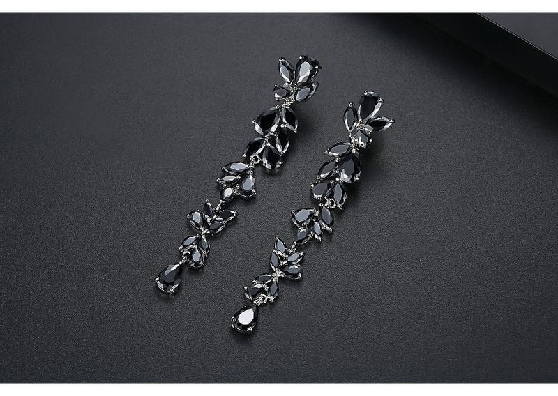 Women's Jewelry Elegant Long Copper Earrings With 3A Zirconia, Leaf-Inspired Design For A Sophisticated Look Atmosphere Tree Branch Shaped Earrings_voghion.com