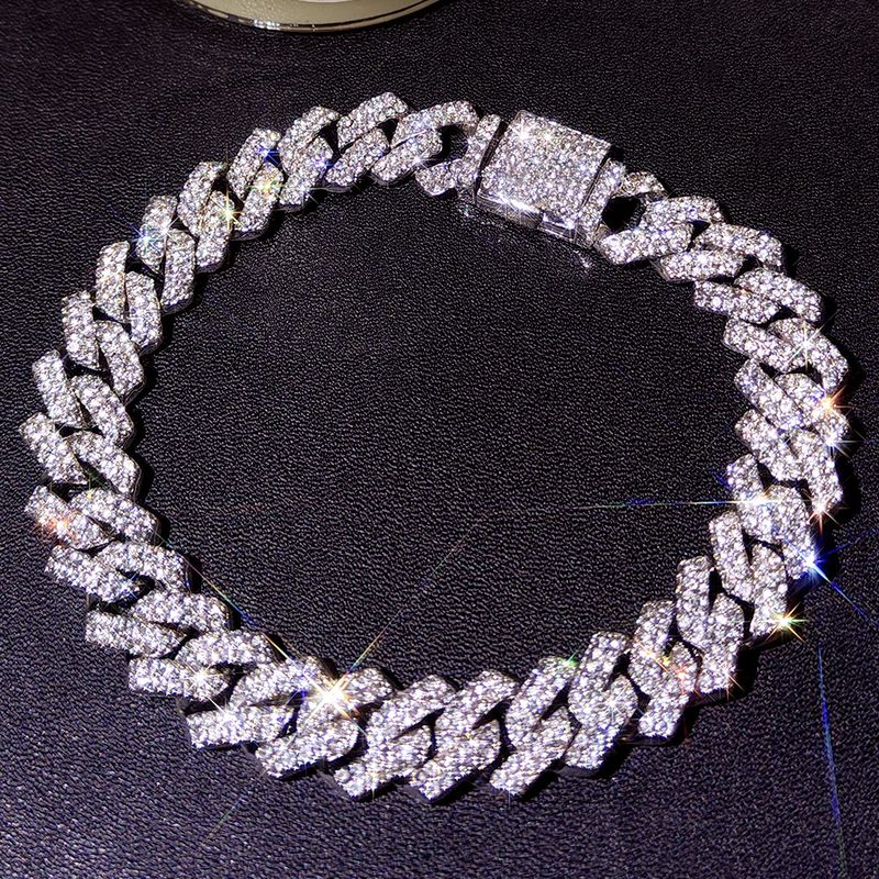 2025 New Arrivals Hip Hop 14MM Prong Link Necklace & Bracelet Iced Out Bling Cuban Chain Rhinestone Chains For Men Punk Rapper Jewelry_voghion.com