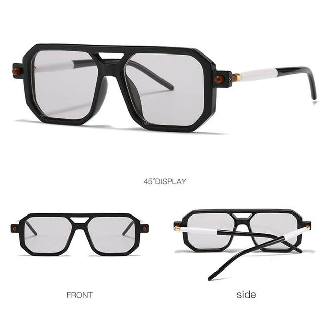 Lunettes de soleil rétro à Double pont pour femmes, léopard, à la mode, vêtements de rue en plein air, nuances pour hommes, UV400_voghion.com