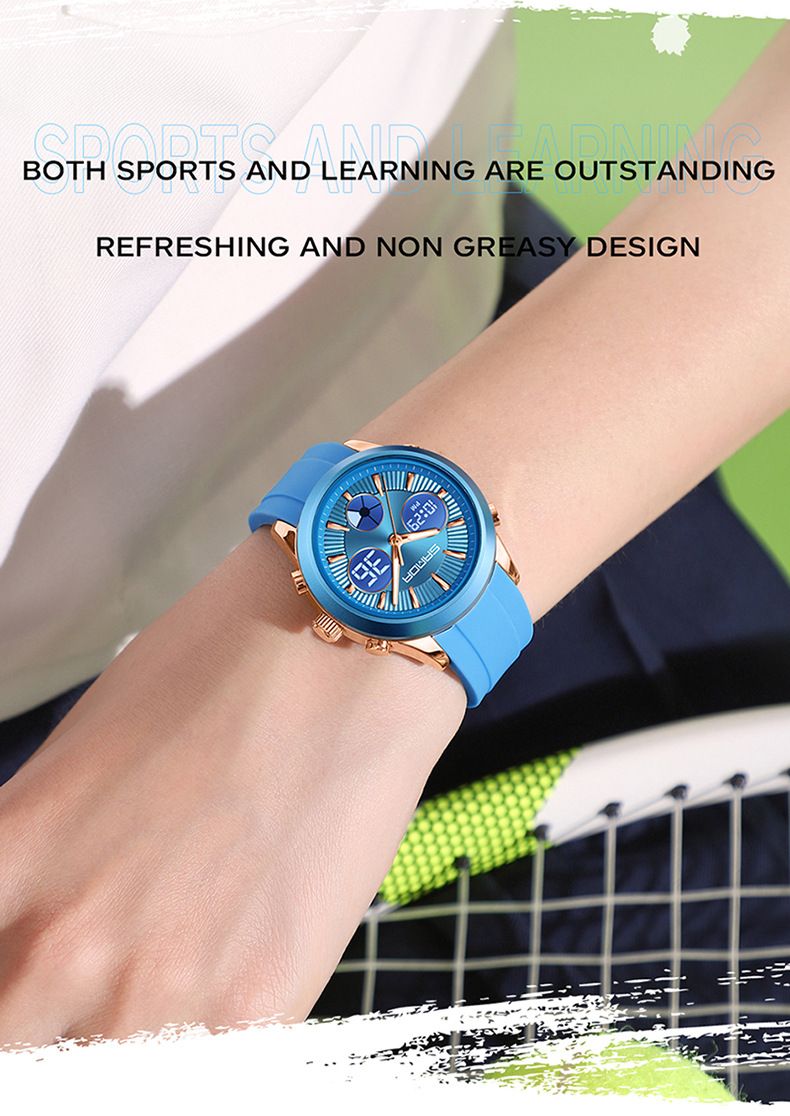 Men's And Women's Sport Watch With Dual Display, Waterproof, Night Light, Multifunctional Digital Analog Watch For Swimming, Running, And Daily Wear_voghion.com