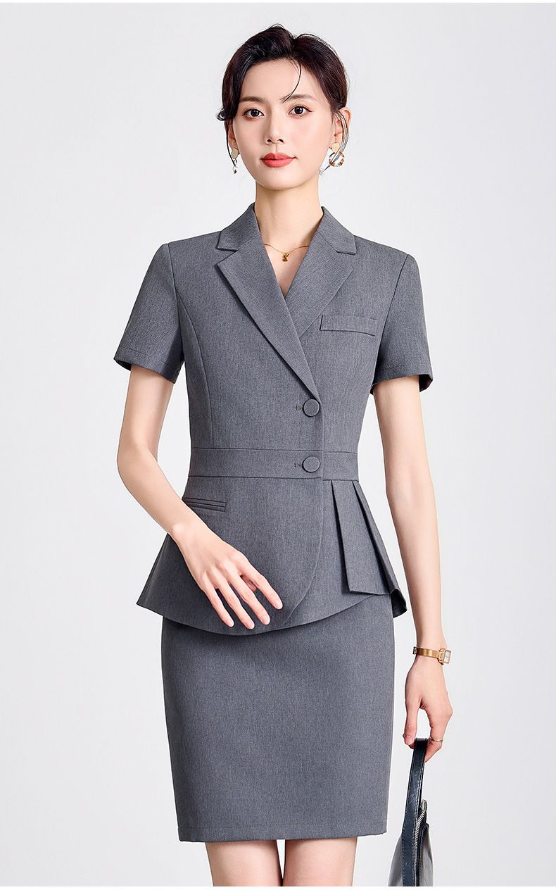 Professional Short Sleeved Suit, Female Capable Temperament, Formal Attire, Manager's Secretary, Hotel Front Desk_voghion.com