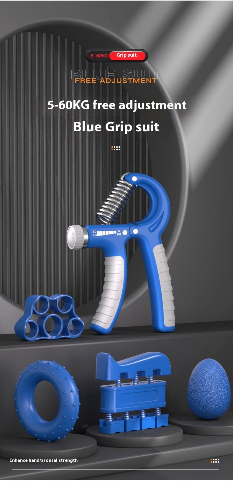 Adjustable Counting Five Piece Device Grip Strength Circle Egg Ball Finger Trainer Straight Hair_voghion.com