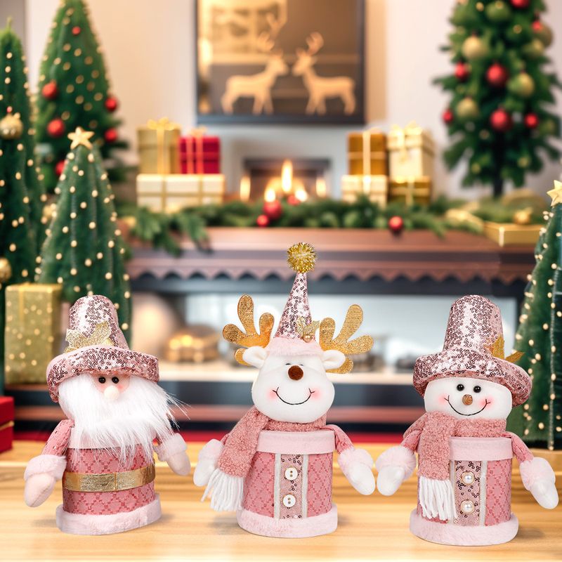 Kalėdų Senelis Sniego senelis saldainių vaikiška dėžutė Kalėdų rožinės spalvos dovanų maišelio priedai_voghion.com