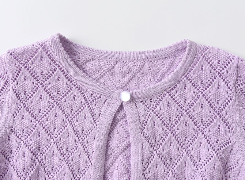 Baby-Cardigan mit Rüschenbesatz – 100 % Baumwolle, A-Klasse-Strickpullover für Mädchen (80–140 cm, Weiß/Rosa/Lila, leicht und atmungsaktiv)_voghion.com