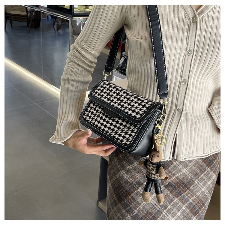 Niche Color Contrasting Thousand Bird Grid For Women 2024 New High Quality Texture Fashion Versatile Shoulder Small_voghion.com