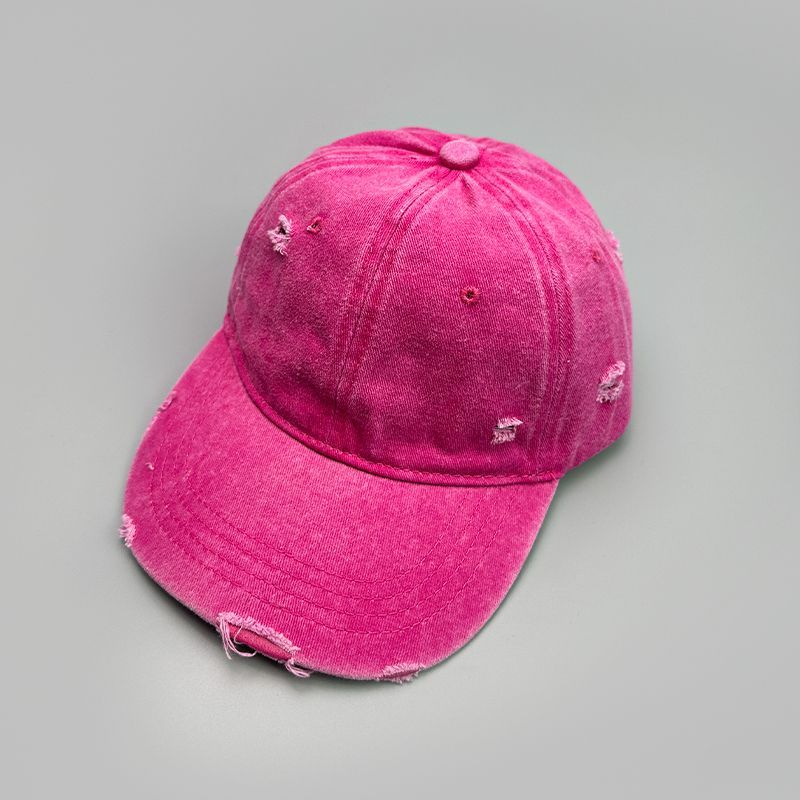 Korean version solid color hole washed soft top outdoor baseball versatile men's and women's duckbill cap, new casual_voghion.com