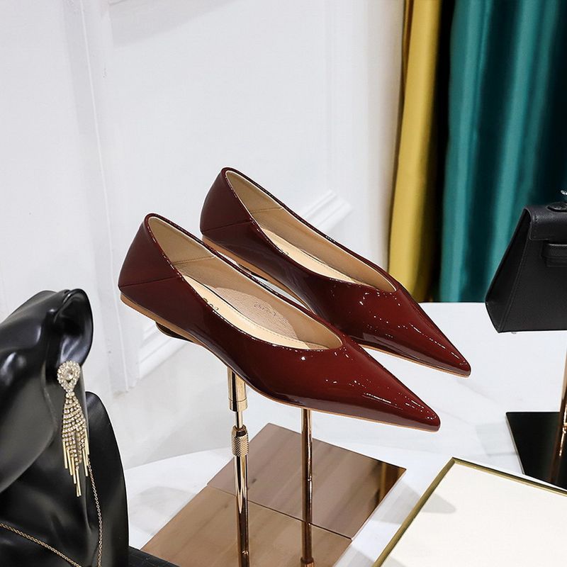 2873-3 Korean Style Casual Fashion Versatile Simple Glossy Patent Leather Shallow Pointed Toe Flat Spring New Single_voghion.com